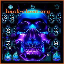 Neon Blue Skull Keyboard Theme icon