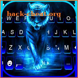 Neon Blue Tiger Keyboard Background icon