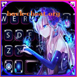 Neon Butterfly Girl Keyboard Background icon