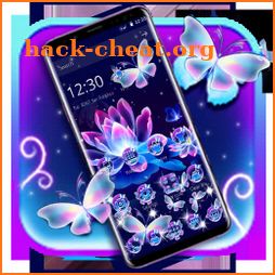 Neon Butterfly Lotus Glitter Theme icon
