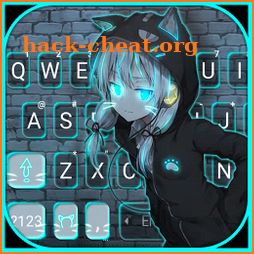 Neon Cat Girl Keyboard Background icon