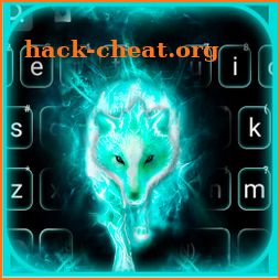 Neon Cyan Wolf Keyboard Background icon