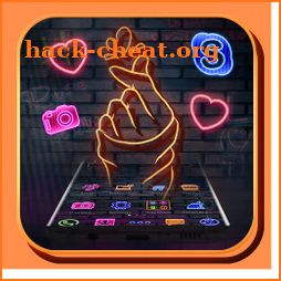 Neon finger love theme icon