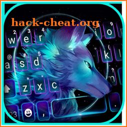 Neon Galaxy Wolf Keyboard Background icon