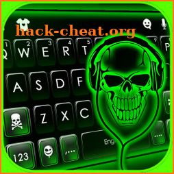 Neon Green DJ Skull Keyboard Background icon