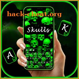 Neon Green Skulls Keyboard Background icon