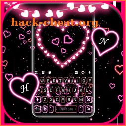 Neon Light Hearts Keyboard Background icon