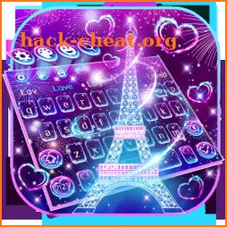 Neon Paris Eiffel Tower Keyboard icon