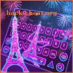Neon Paris Eiffel Tower Keyboard Theme icon