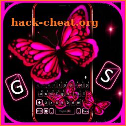 Neon Pink Butterfly Keyboard Background icon