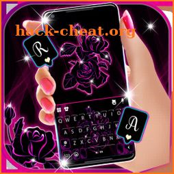Neon Pink Flowers 2 Keyboard Background icon