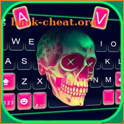 Neon Pink Skull Keyboard Background icon
