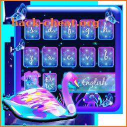 Neon Purple Galaxy Swan Keyboard Theme icon