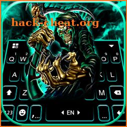 Neon Reaper Skull Keyboard Background icon