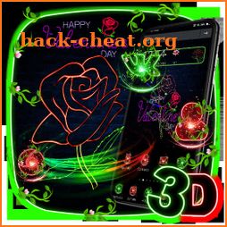 Neon Rose Love 3D Theme 💞🌹 icon