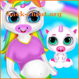 Newborn unicorn baby care game icon
