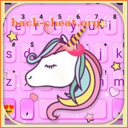 Pink Anime Unicorn Stars Keyboard Theme icon