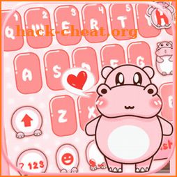 Pink Cute Hippo Keyboard Theme icon