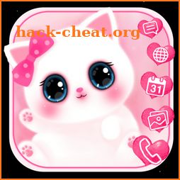 Pink Cute Kitty 3D Launcher Theme Live Wallpapers icon