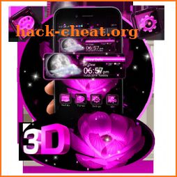 Pink Flower 3D Glass Tech Theme 🌺🌸 icon