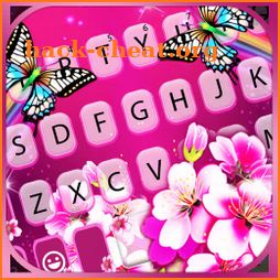 Pink Flower Butterfly Keyboard Background icon