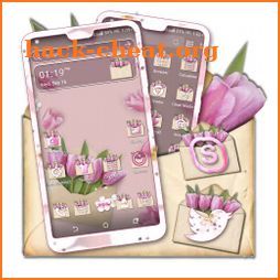 Pink Flower Gift Theme Launcher icon