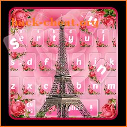 Pink Flowers Eiffel Tower Keyboard icon