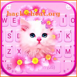 Pink Flowers Kitten Keyboard Theme icon