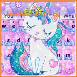 Pink Glitter Unicorn Cat Keyboard icon