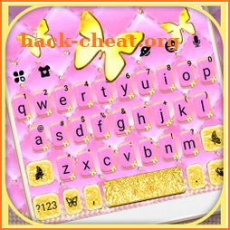Pink Gold Butterflies Keyboard Theme icon