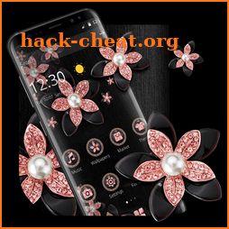 Pink Gold Flower Black Luxury Theme icon