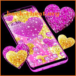 Pink Gold Glitter Heart Theme icon