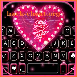 Pink Heart Black Keyboard Background icon