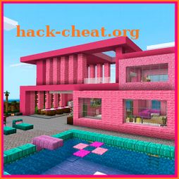 Pink house with furniture. Craft maps and mods icon
