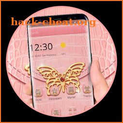 Pink Leather Golden Butterfly Theme icon