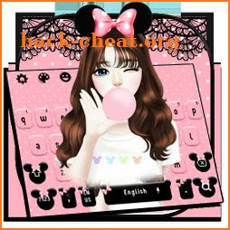Pink Love Bow Girl Keyboard Theme icon