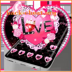 Pink Love Heart Diamond Gravity Theme icon