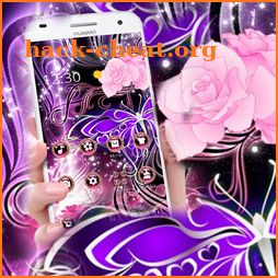 Pink Purple Neon Butterfly Flower Theme icon