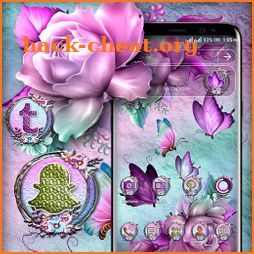 Pink Purple Rose Butterfly Launcher Theme icon