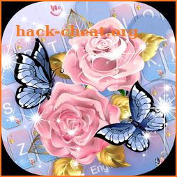Pink Rose Blue Butterfly Keyboard Theme icon