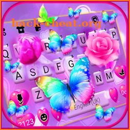 Pink Rose Butterfly Keyboard Background icon