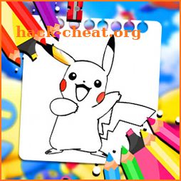Poke coloring pika cartoon icon