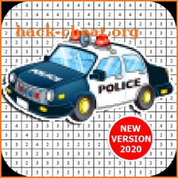 Police Car Coloring By Number - Pixel Art icon