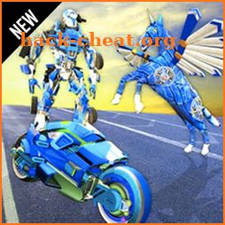 Police Unicorn Flying Horse Robot Bike Games icon