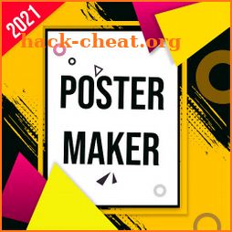 Poster maker with photo and text icon