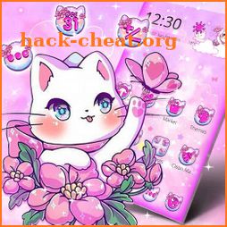 Pretty Pink Flower Kitty Theme icon