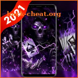 Purple Flame Skull Live Wallpaper Themes icon