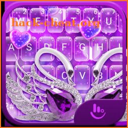 Purple Glittering Lovers Swans Keyboard Theme icon