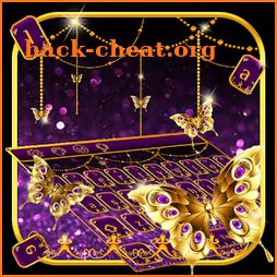 Purple Luxury Golden Butterfly Keyboard Theme icon