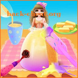 Queen Skirt Cake Making icon
